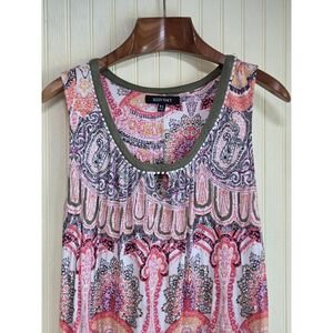 Ellen Tracy Dress Womens XL Multicolor Paisley Sleeveless Tank Sundress Boho